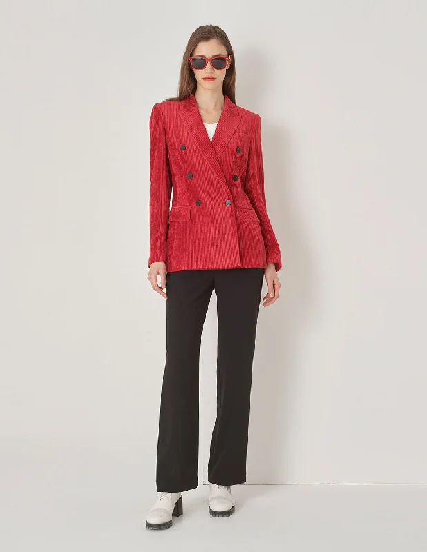 MARYLING Chunky Corduroy Double-Breasted Blazer Women's Luxurious Jacket
