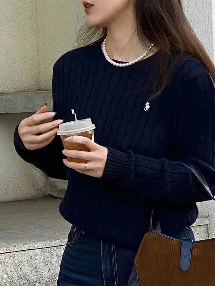 Sweaters Women's Knits Tees Winter New Long Sleeve Vintage Twist Knitted Sweater Women Pink Grey Black Baggy Knitwear Pullover Jumper Female Clothing G908 Cable Knit Ribbed Knit Lace Knit