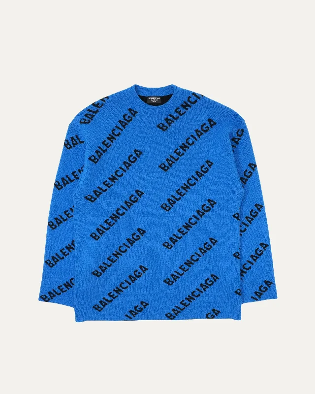 Oversized Logo Jacquard Wool-Blend Sweater Rayon Fabric Velvet Fabric Corduroy Fabric