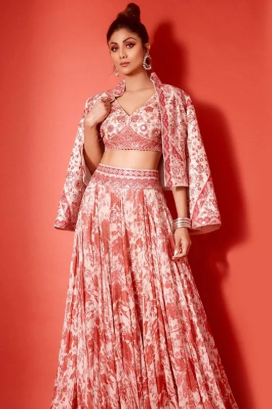 Blush Pink Floral Embroidered Jacket Paired With Bralette and Skirt Insulated Jacket Fitted Jacket Loose Jacket Blush Pink Floral Embroidered Jacket Paired With Bralette and Skirt Insulated Jacket Fitted Jacket Loose Jacket