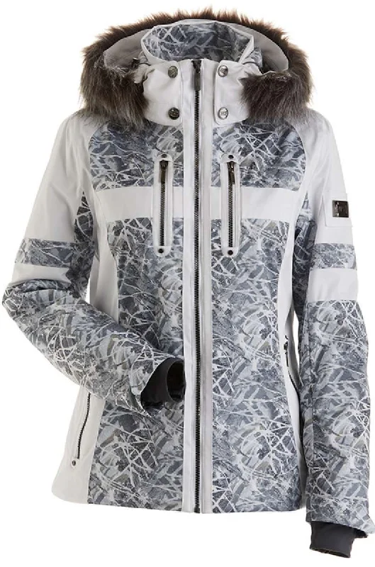 Nils Ladies Val D'Isere Print Faux Fur Jacket 2022-2023 Trench Coat Raincoat Waterproof Jacket