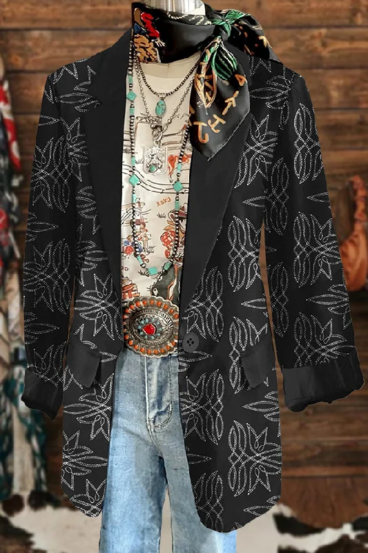 Western Boot Stitch Blazer Women's Party Jacket