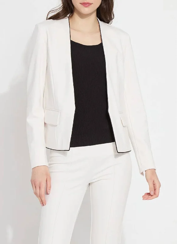 Lucia Collarless Ponte Blazer In Chalk Slim Fit Blazer