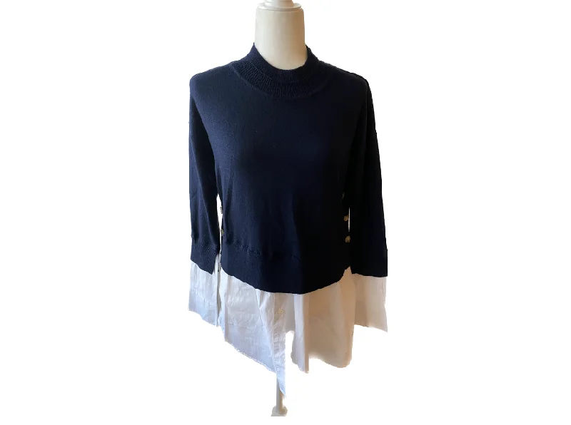 Veronica Beard Beri Mixed Media Pullover Sweater Neon Metallic Matte