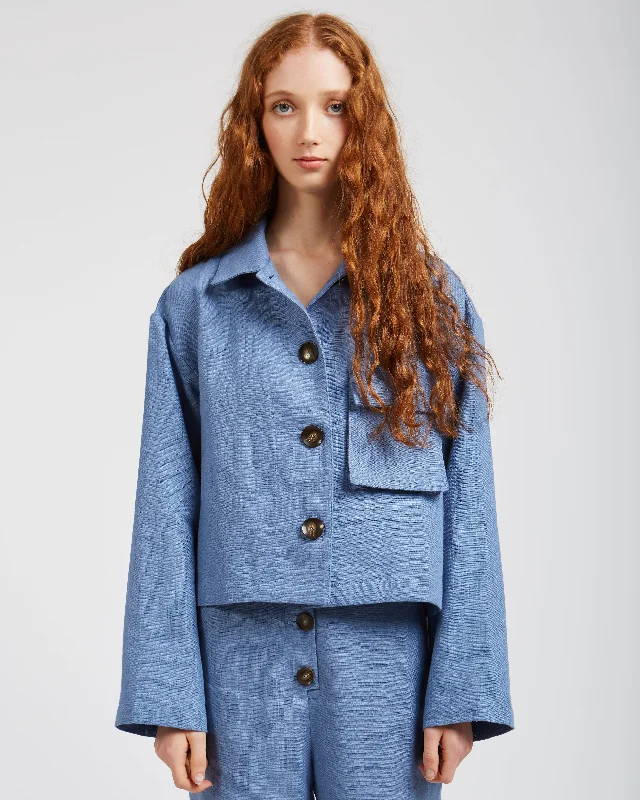 Apollonia jacket in soft blue Striped Jacket Polka Dot Jacket Floral Jacket