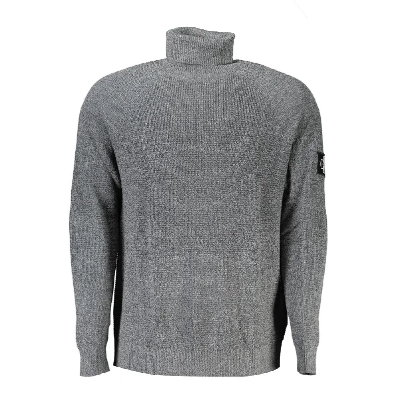 Elegant Gray Wool High Neck Sweater Rayon Fabric Velvet Fabric Corduroy Fabric