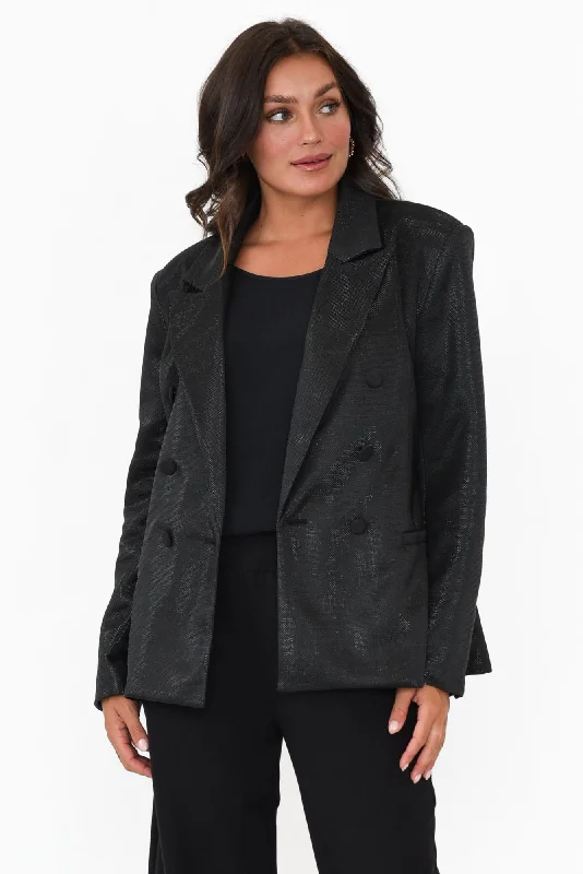 Roxy Black Metallic Blazer Women's Unique Blazer