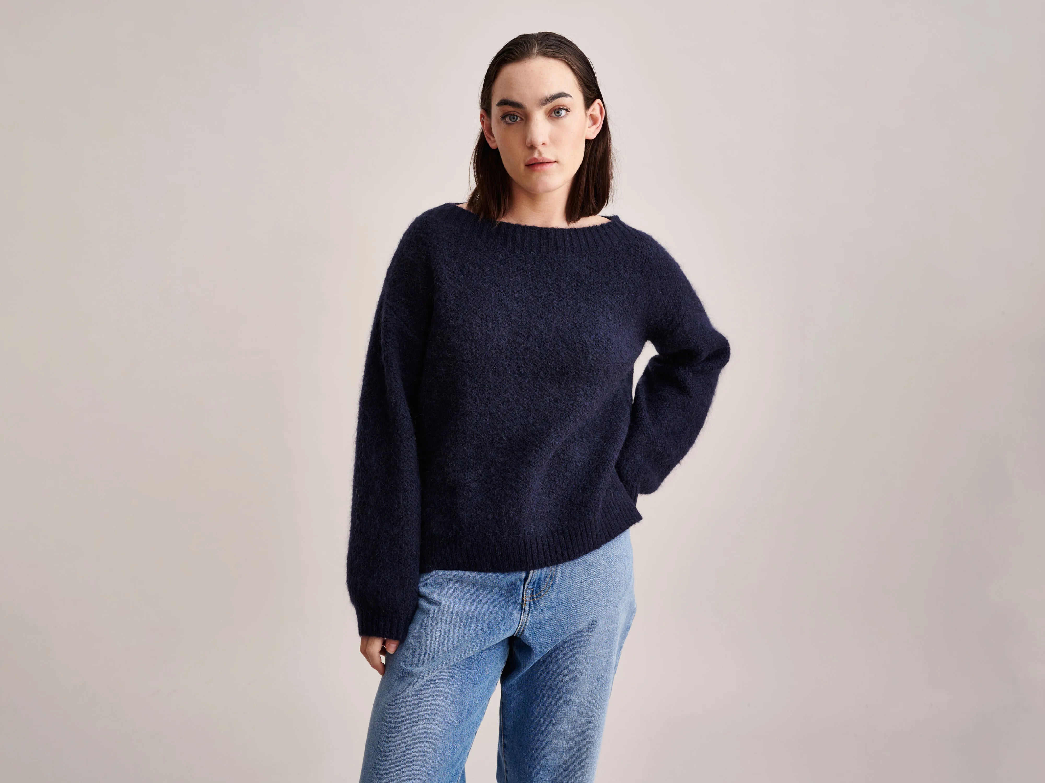 Ayle Sweater (232 / W / INK) Cotton Fabric Linen Fabric Terry Fabric