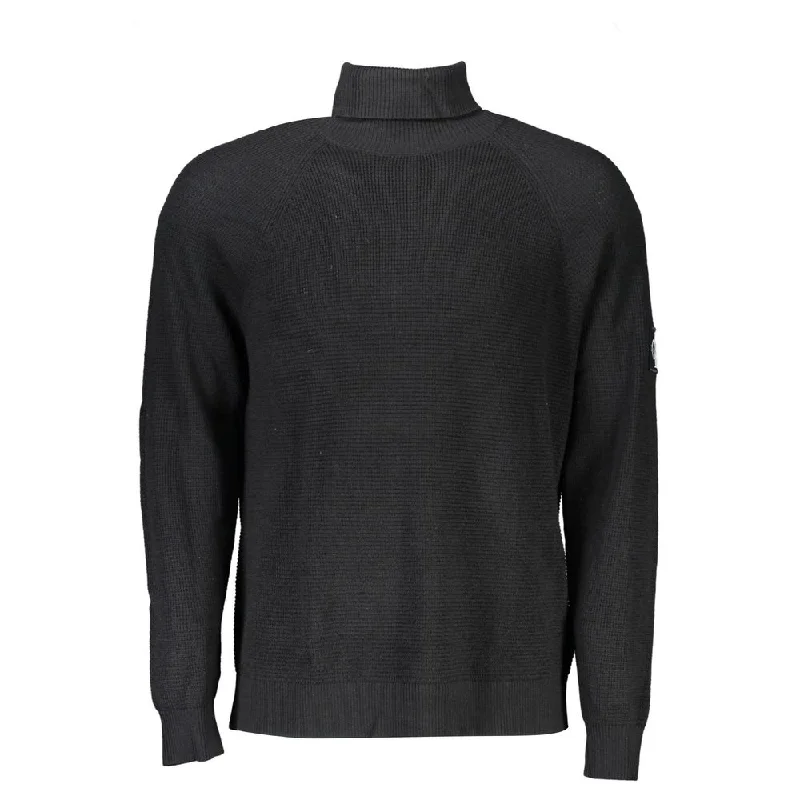 High Neck Woolen Sweater With Logo Appliqué Jersey Fabric Tulle Fabric Batik Fabric