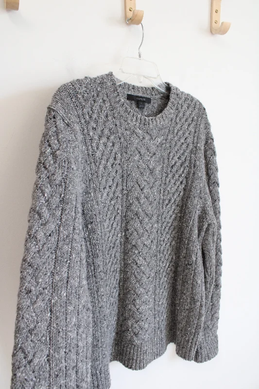 Express Gray Cable Knit Wool Blend Sweater | L Lightweight Heavyweight Midweight