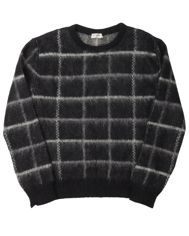 Mohair Sweater Solid Print Embellished
