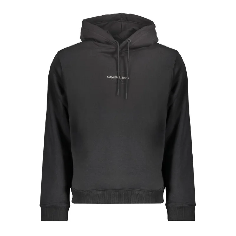 Black Cotton Sweater Welt Pockets Slit Pockets Flap Pockets