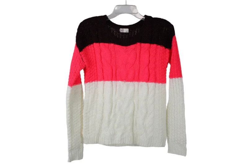 SO Cable Knit Color Blocked Sweater | S Thin Thick Dense