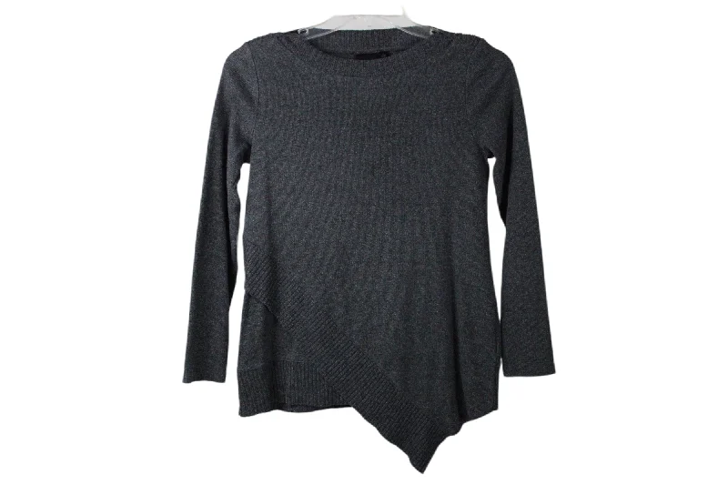 Rafaella Gray Knit Sweater | S Herringbone Houndstooth Plaid