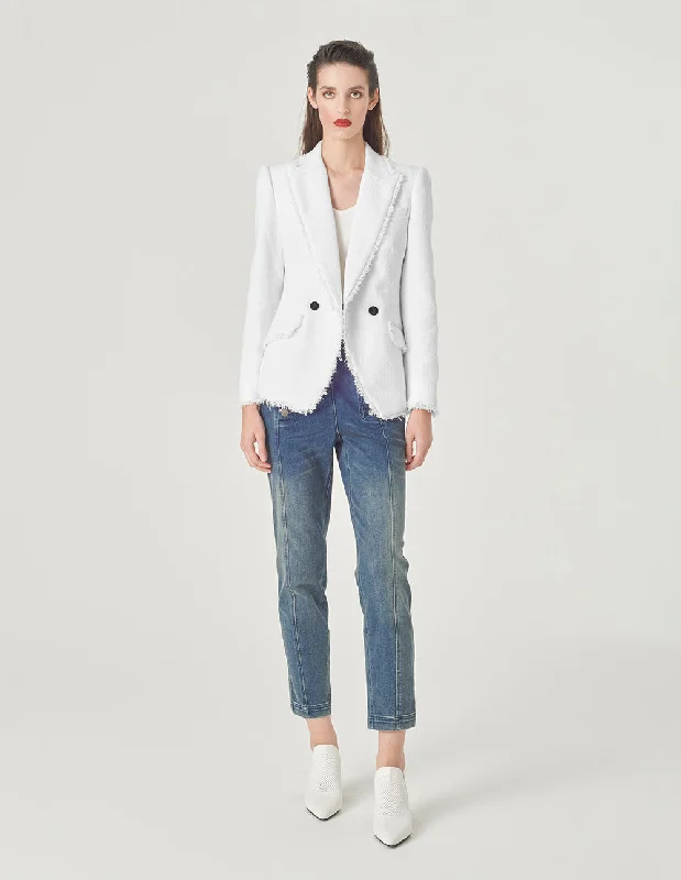 MARYLING White Tweed Blazer Women's Simple Blazer