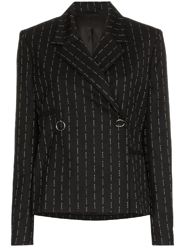 pinstripe wool blazer Women's Leather Blazer