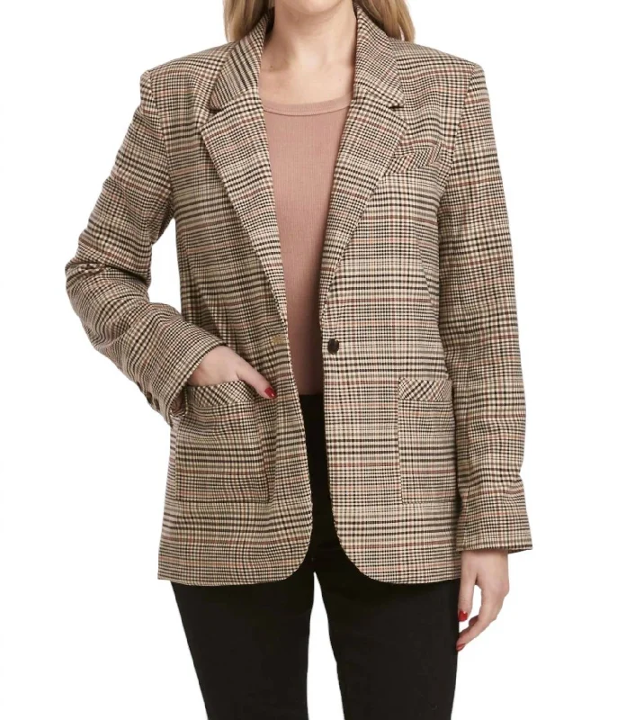Clyde Plaid Blazer In Umber Women's Vacation Suit