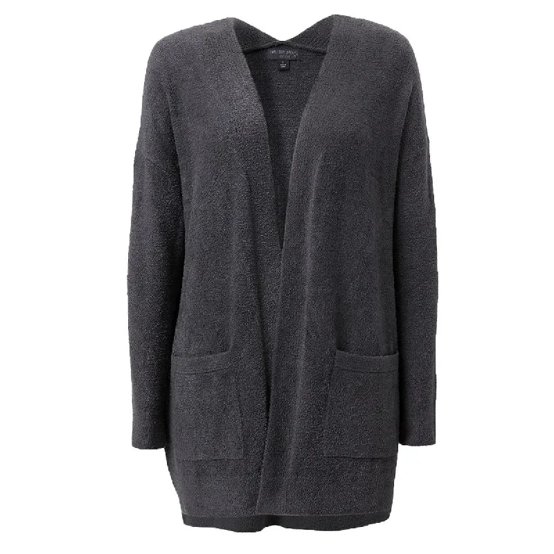 Womens Ribbed Trim Open Front Cardigan Sweater Stretchy Elastic Breathable