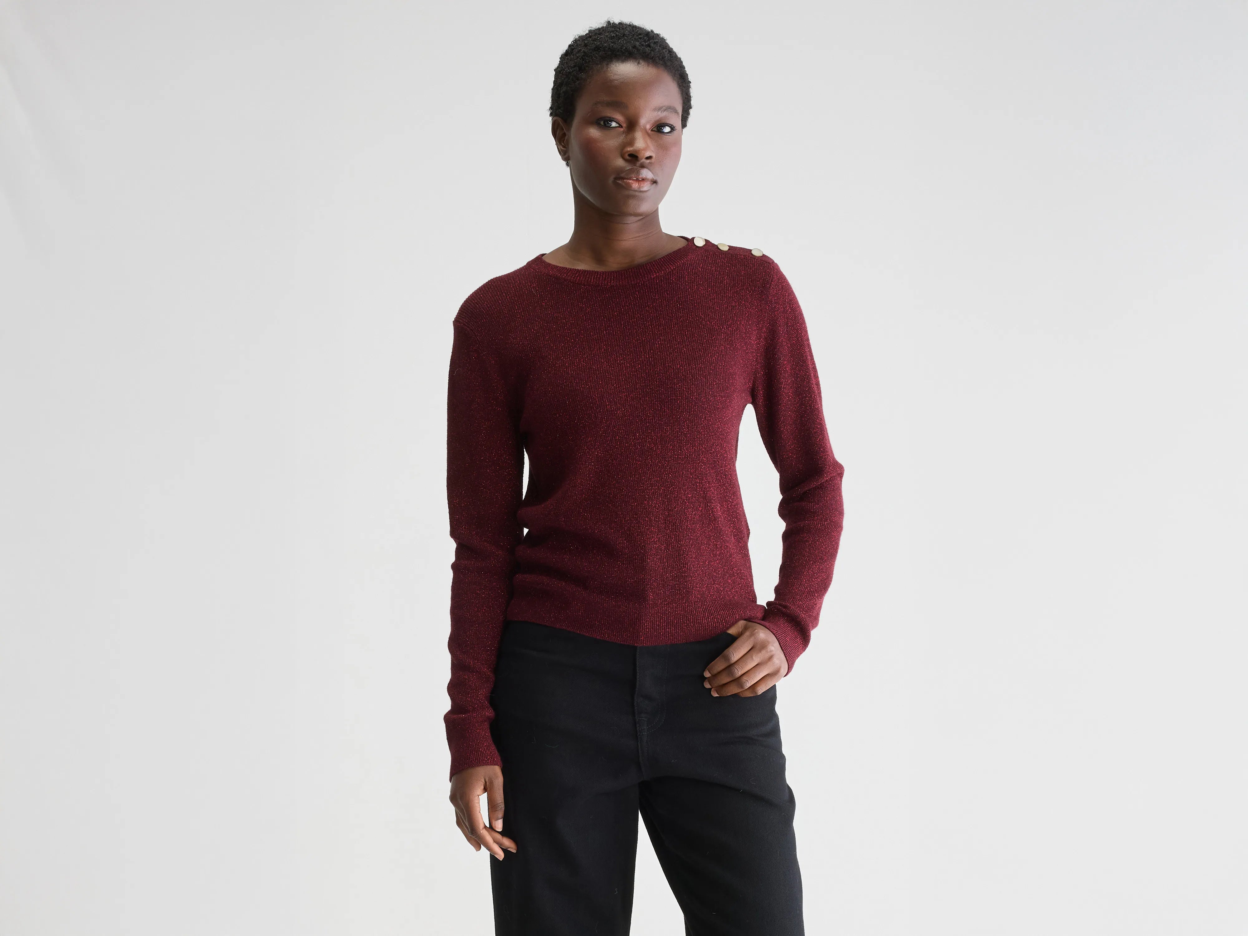 Aula crewneck sweater (251 / W / CUBERDON) Mesh Blend Leather Blend Suede Blend