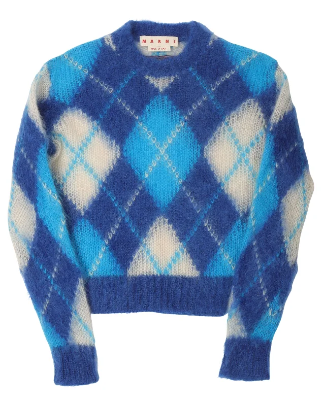 Diamond Mohair Sweater Herringbone Houndstooth Plaid