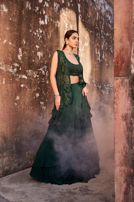 Green Jacket Lehenga Set Corduroy Jacket Velvet Jacket Brocade Jacket