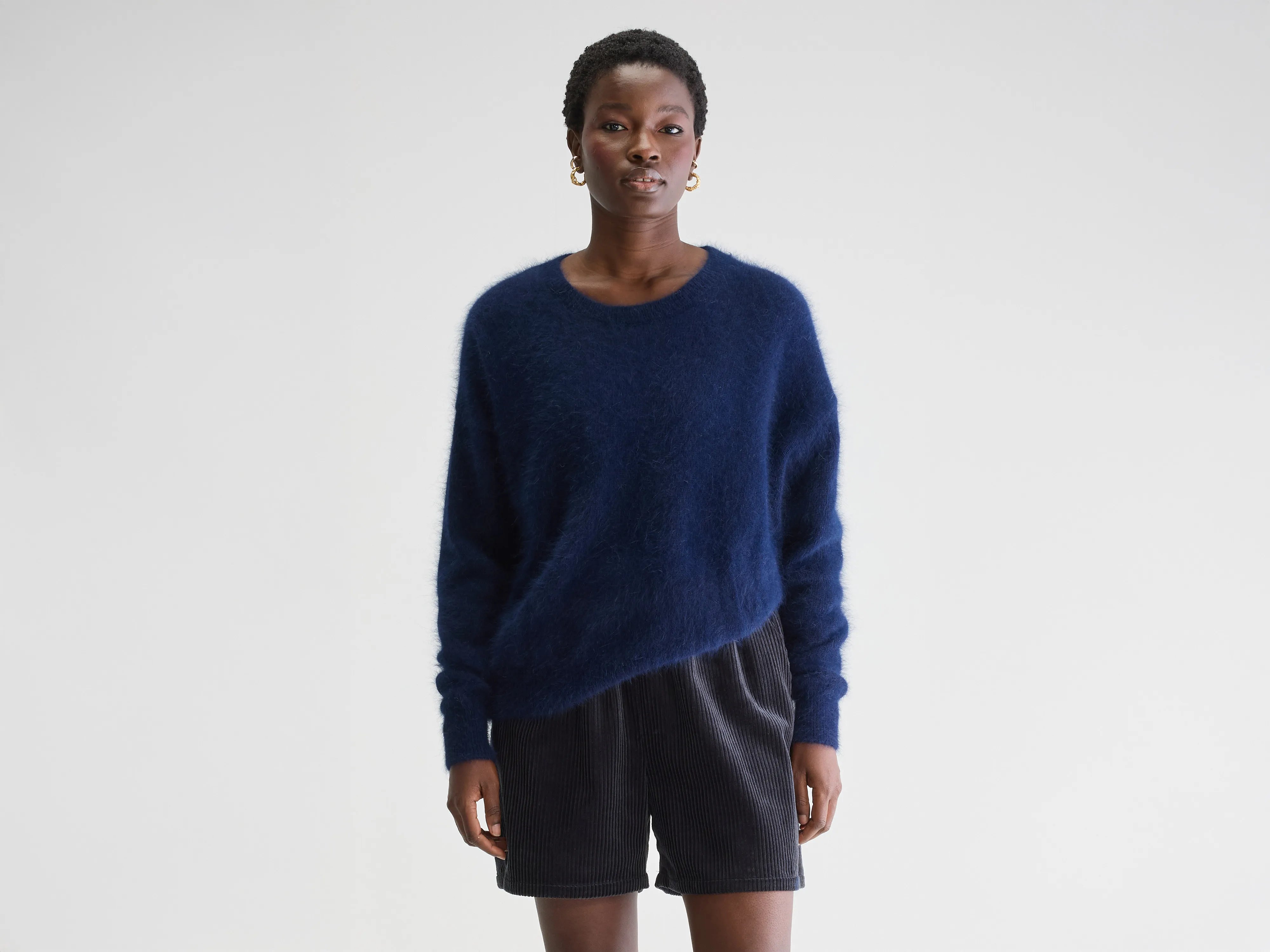 Datus angora-blend sweater (252 / W / NAVY) Tailored Straight A-Line
