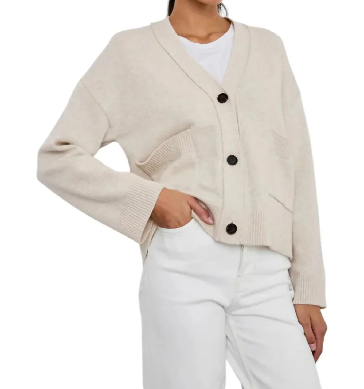 Lindi Cardigan In Oatmeal Cardigan Knitwear Sweater