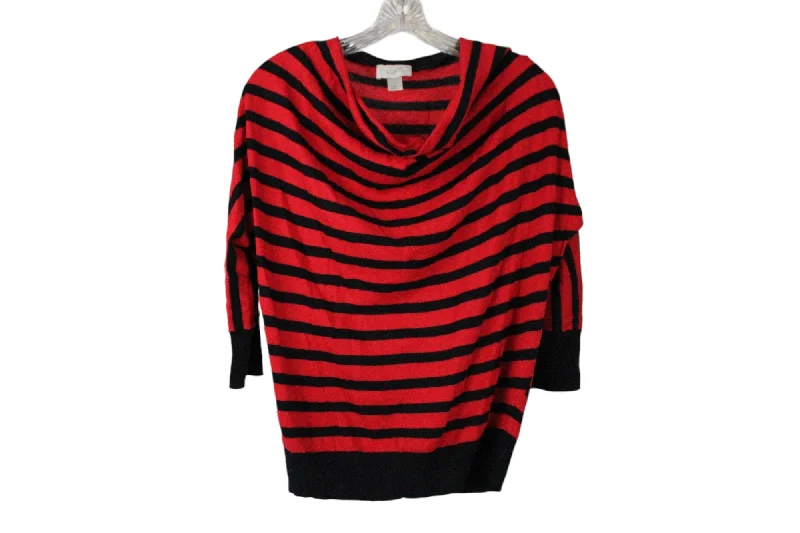 LOFT Red Black Striped Sweater | S Petite Casual Formal Business