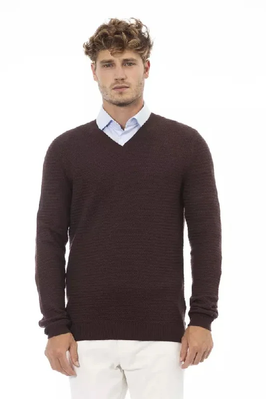 Brown Merino Wool Men Sweater Sweater Knitwear Pullover