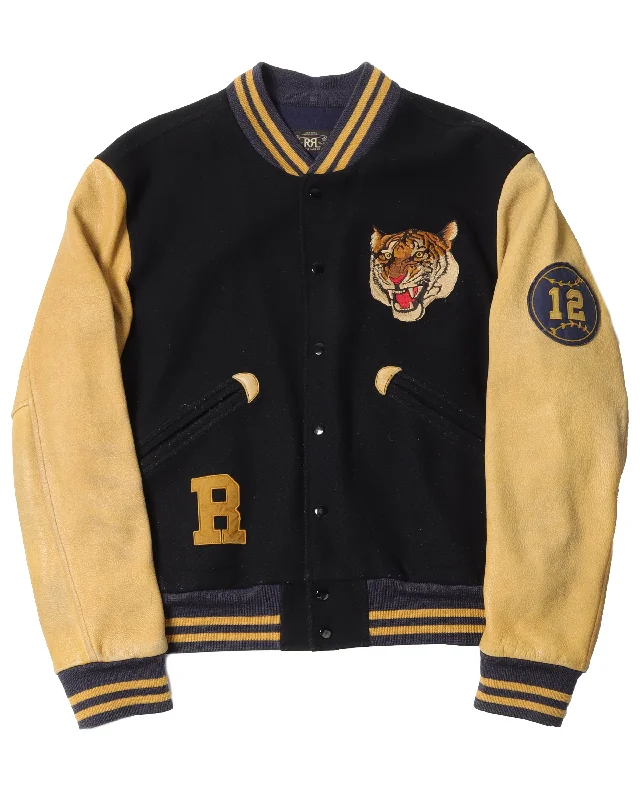 Ralph Lauren Varsity Jacket Front Pockets Side Pockets Patch Pockets