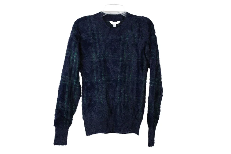 Time And Tru Blue Plaid Fuzzy Sweater | S Stylish Fashionable Trendy