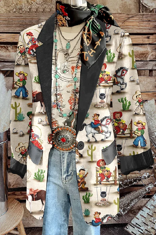 Vintage Western Rodeo Print Blazer New Women's Blazer