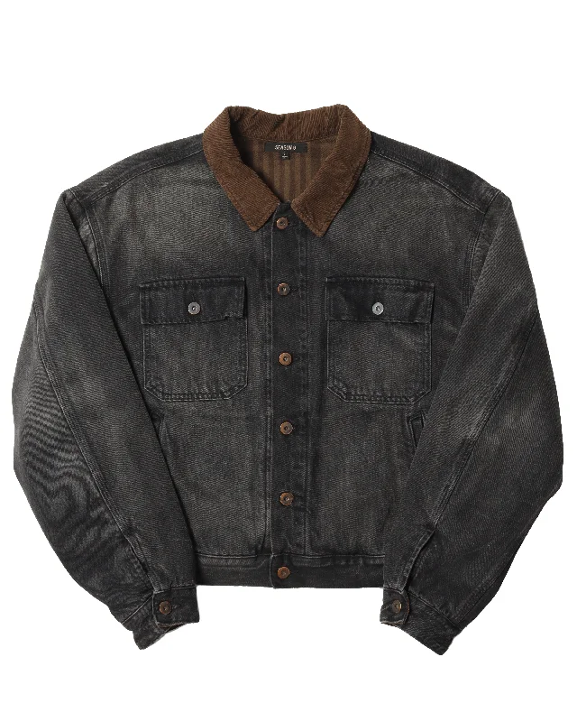 Season 6 Black Denim Jacket Notch Collar Jacket Peter Pan Collar Jacket Cowl Neck Jacket Season 6 Black Denim Jacket Notch Collar Jacket Peter Pan Collar Jacket Cowl Neck Jacket