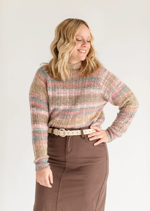 Astrid Turtleneck Spacedye Sweater Chenille Brocade Lace