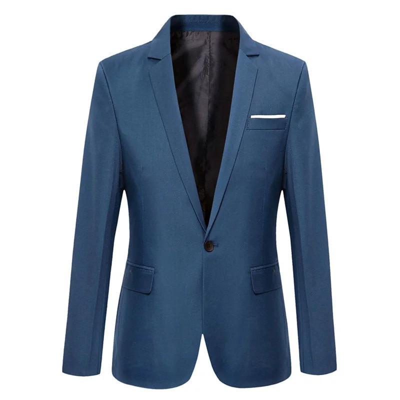Blue Men Blazers Work Office 2022 Men Tuxedos For Formal Occasions Pockets Coat Blazers Women's Fashion Blazer