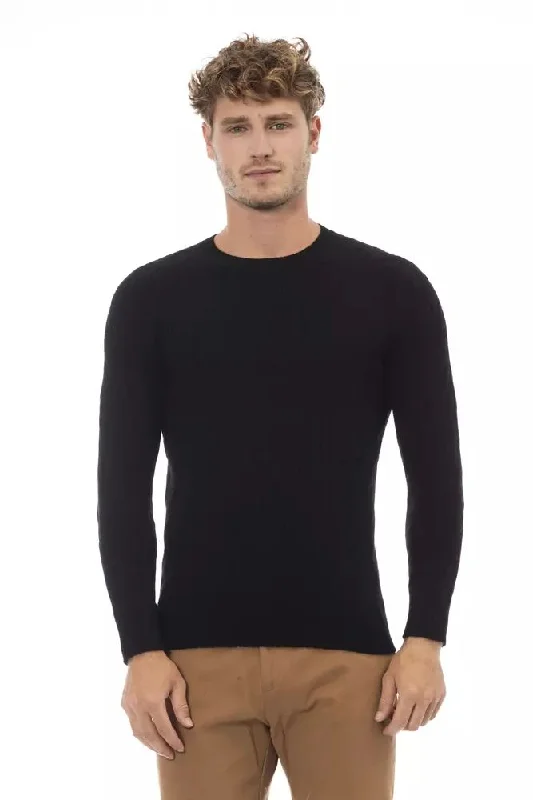 Black Viscose Men Sweater Mesh Fabric Canvas Fabric Denim Fabric