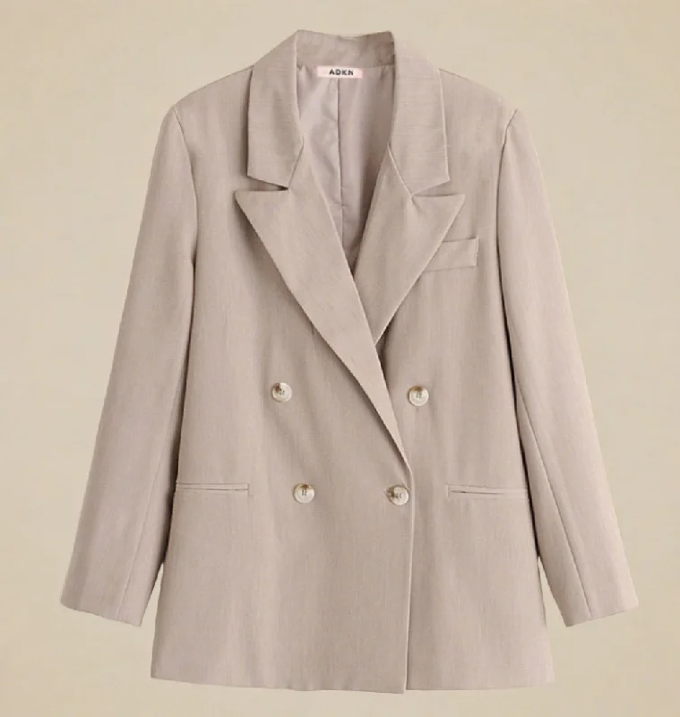 Mina Beige Cotton Oversized Summer Blazer Women's Premium Blazer