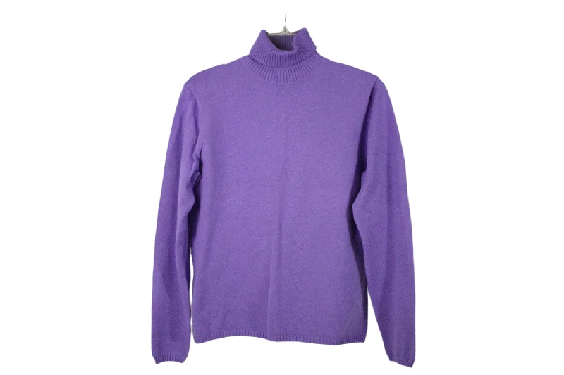 Talbots Purple Turtleneck Sweater | M Petite Collared Crew Neck Turtle Neck