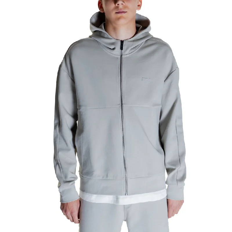 Gray Cotton Sweater Toggled Drawstring Belted
