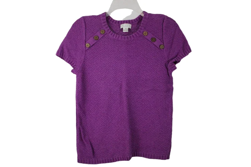 Christopher & Banks Purple Knit Sweater Top | S Zippered Buttoned Snapped
