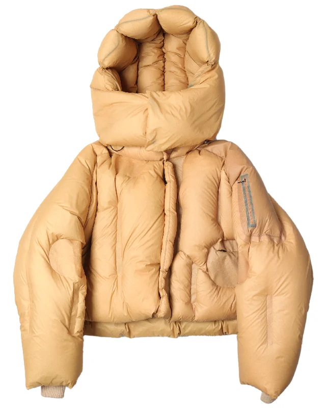 Quilted Down Puffer Jacket Hoodie Zip-Up Jacket Button-Up Jacket