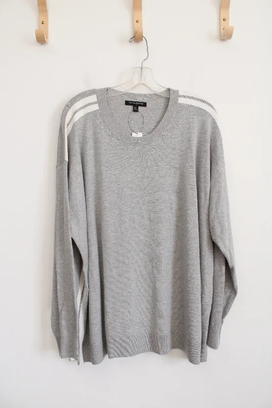 NEW Banana Republic Gray & White Striped Sweater | XXL Seamless Knitted Crochet