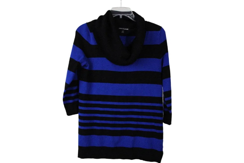 Cable & Gauge Blue Black Sweaters | M Transparent Opaque Sheer