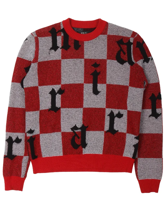 Checker Knit Sweater Spandex Rayon Corduroy