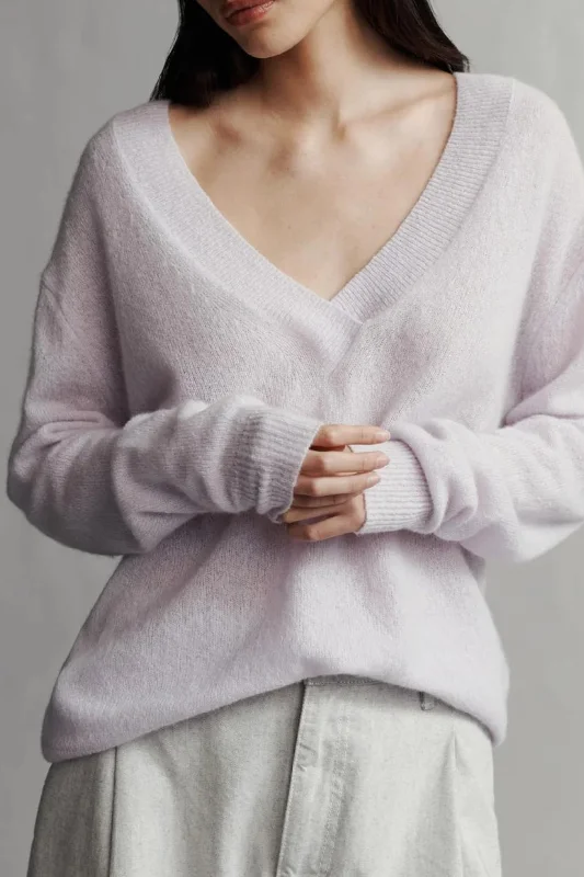 Perfect Deep V Sweater | Lilac Tint High Neck Crew Neck V-Neck