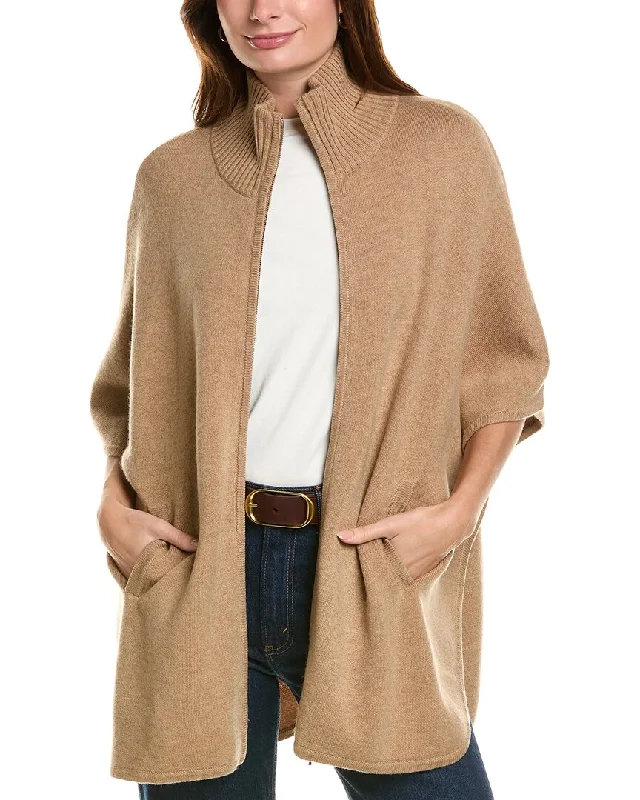 Forte Cashmere Zip Mock Wool & Cashmere-Blend Cardigan Fitted Slim Tailored