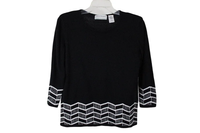 Alfred Dunner Black Knit Sweater | S Petite Velvet Chenille Corduroy