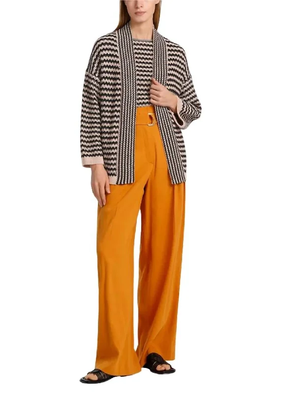 Oversized Cardigan In Black Tan Asymmetrical,ymmetric Pencil Cardigan