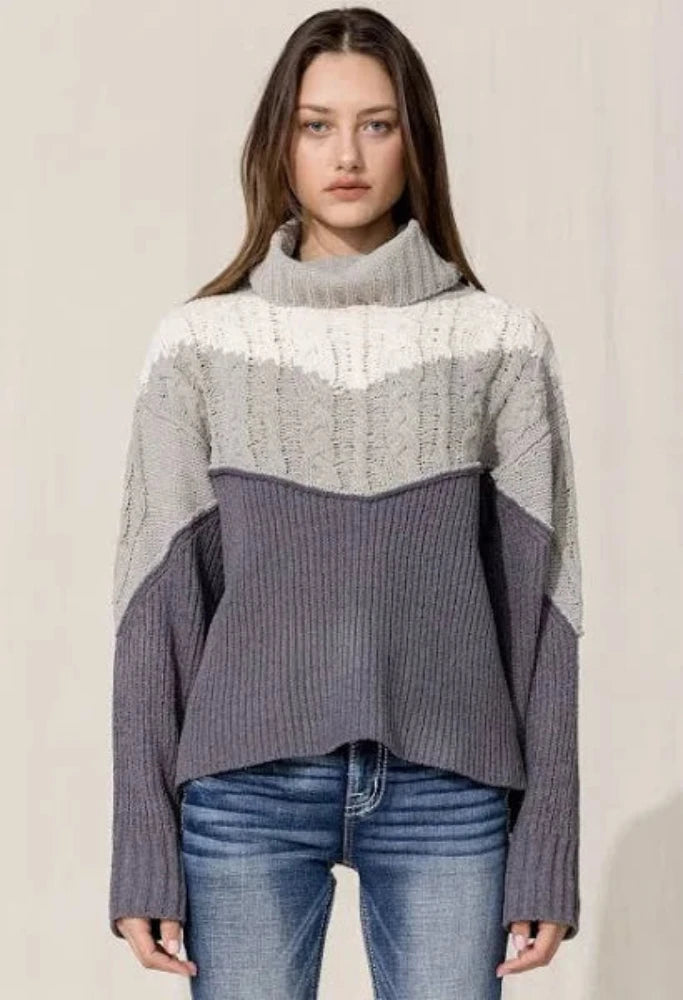 Women's Miss Me Turtleneck Sweater Iron Safe Non-Iron Wrinkle Free
