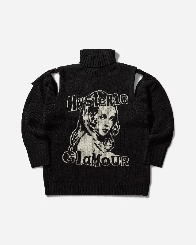 Women's Quiet Punk Sweater Black Jersey Fabric Tulle Fabric Batik Fabric